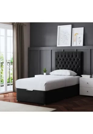 Plush Divan Single Base With Aloevera Memory Foam Mattress And HeadBoard