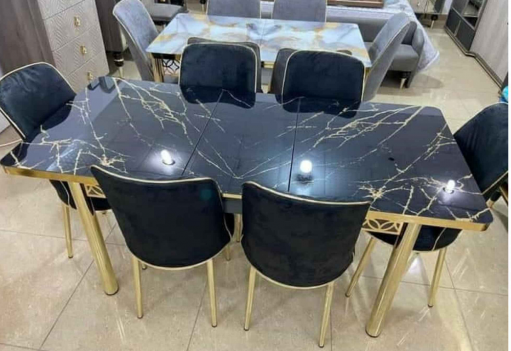 Luxury Extendable Glass Dining Table Set – 6 Chairs - UK Beds