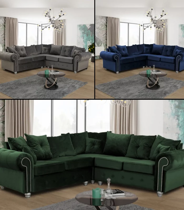 ASHWIN VELVET 3+2 SEATER SOFA and Corner Sofa