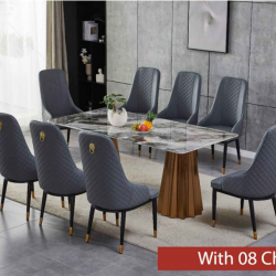 Luxury Marble Dining Set – Grey Edition