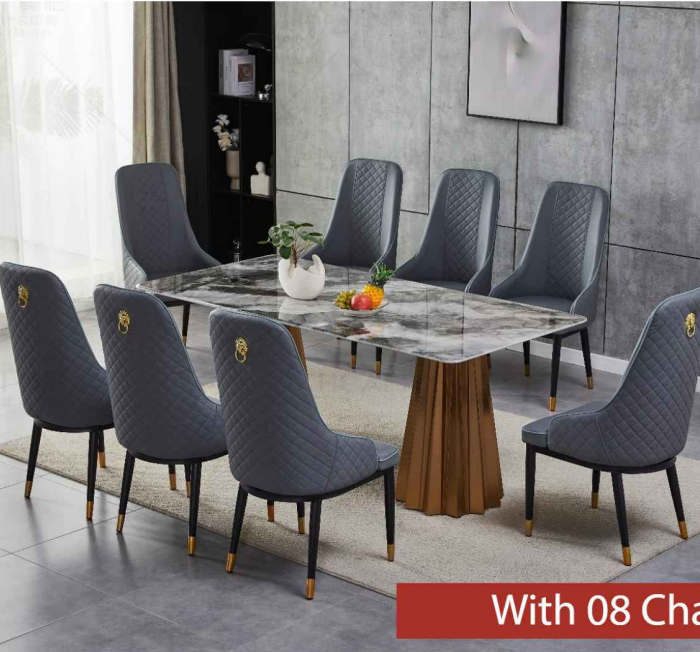 Luxury Marble Dining Set – Grey Edition